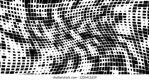 Abstract grunge texture of black squares on a white background