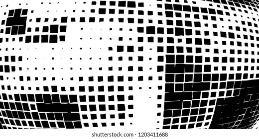 Abstract grunge texture of black squares on a white background
