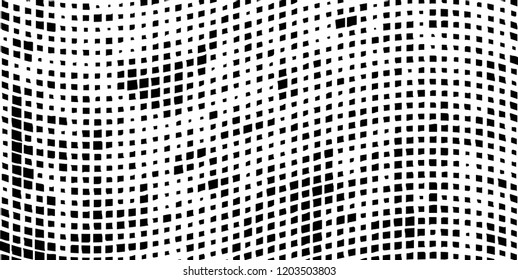 Abstract grunge texture of black squares on a white background