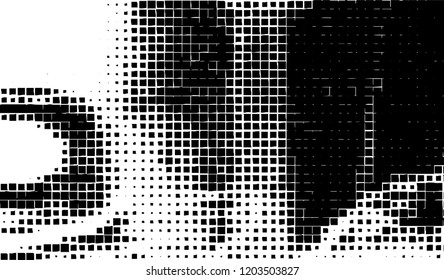 Abstract grunge texture of black squares on a white background
