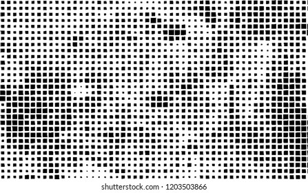 Abstract grunge texture of black squares on a white background