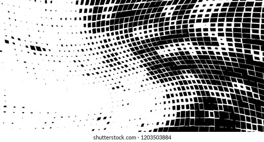 Abstract grunge texture of black squares on a white background