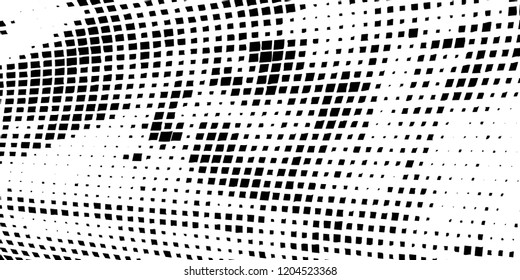 Abstract grunge texture of black squares on a white background