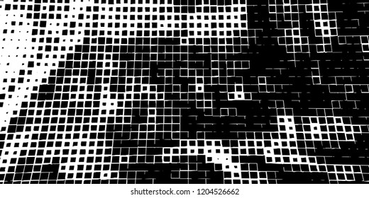 Abstract grunge texture of black squares on a white background