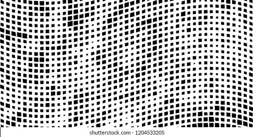Abstract grunge texture of black squares on a white background
