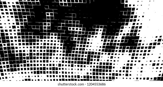 Abstract grunge texture of black squares on a white background
