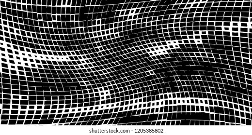 Abstract grunge texture of black squares on a white background