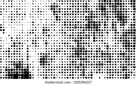 Abstract grunge texture of black squares on a white background
