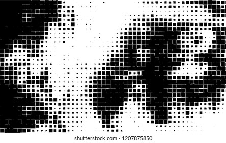 Abstract grunge texture of black squares on a white background