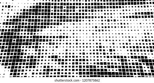 Abstract grunge texture of black squares on a white background