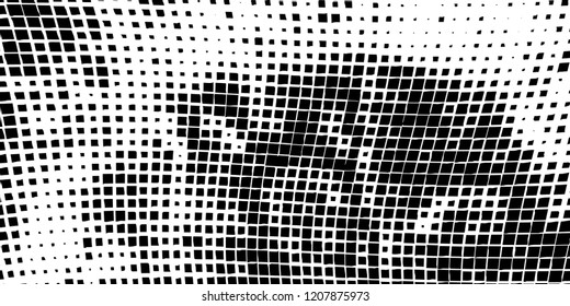 Abstract grunge texture of black squares on a white background