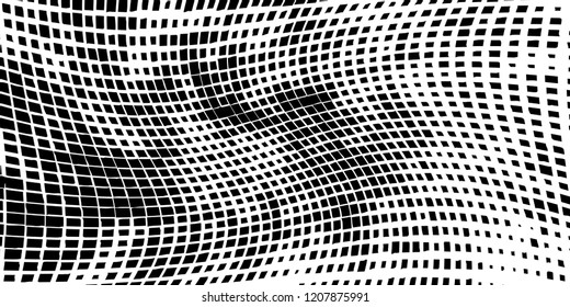 Abstract grunge texture of black squares on a white background