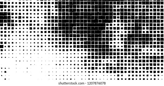 Abstract grunge texture of black squares on a white background
