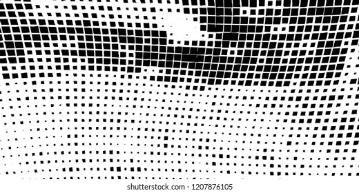 Abstract grunge texture of black squares on a white background