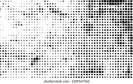Abstract grunge texture of black squares on a white background