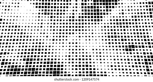 Abstract grunge texture of black squares on a white background