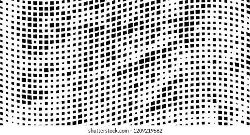 Abstract grunge texture of black squares on a white background