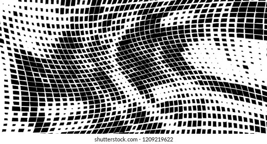 Abstract grunge texture of black squares on a white background