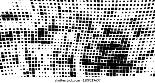 Abstract grunge texture of black squares on a white background