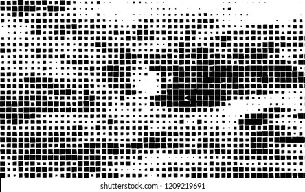 Abstract grunge texture of black squares on a white background