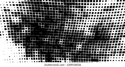 Abstract grunge texture of black squares on a white background