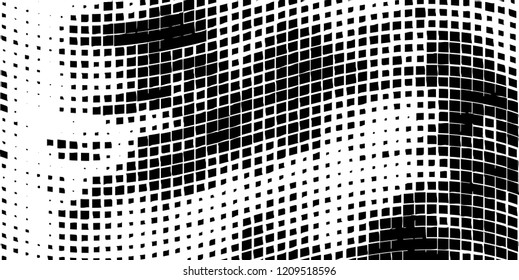 Abstract grunge texture of black squares on a white background