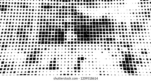 Abstract grunge texture of black squares on a white background