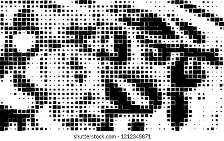 Abstract grunge texture of black squares on a white background