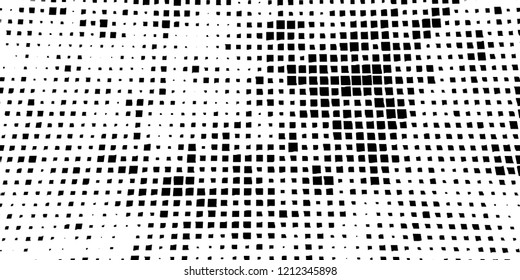 Abstract grunge texture of black squares on a white background