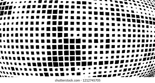 Abstract grunge texture of black squares on a white background