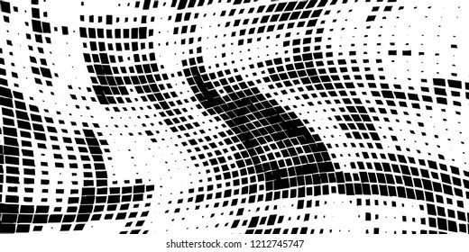 Abstract grunge texture of black squares on a white background