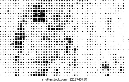 Abstract grunge texture of black squares on a white background