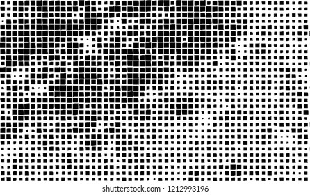Abstract grunge texture of black squares on a white background