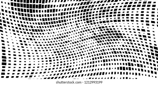 Abstract grunge texture of black squares on a white background