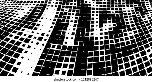 Abstract grunge texture of black squares on a white background