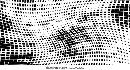 Abstract grunge texture of black squares on a white background