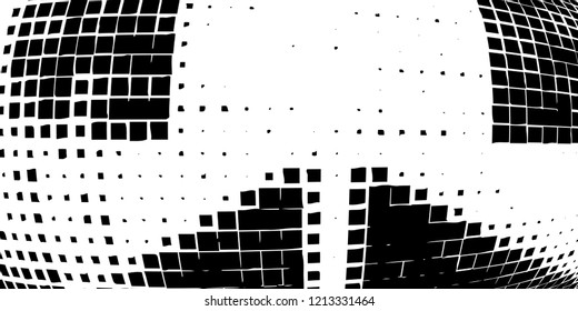 Abstract grunge texture of black squares on a white background