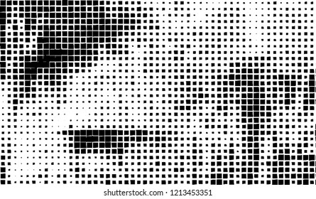 Abstract grunge texture of black squares on a white background