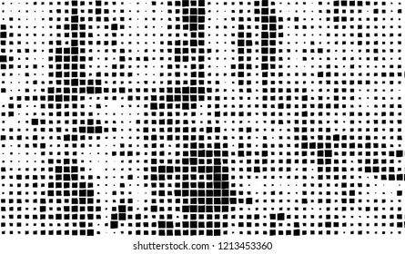 Abstract grunge texture of black squares on a white background