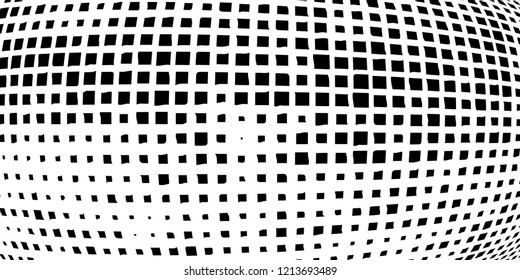 Abstract grunge texture of black squares on a white background