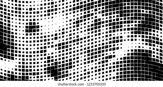 Abstract grunge texture of black squares on a white background
