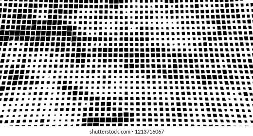 Abstract grunge texture of black squares on a white background