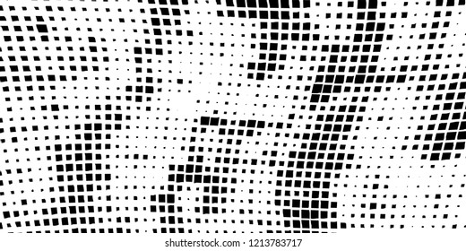 Abstract grunge texture of black squares on a white background
