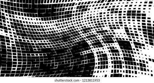 Abstract grunge texture of black squares on a white background
