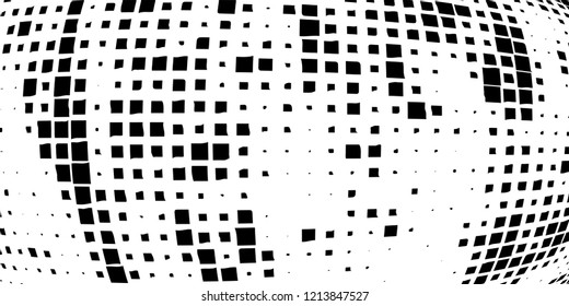 Abstract grunge texture of black squares on a white background