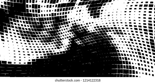 Abstract grunge texture of black squares on a white background