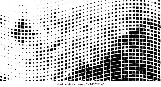 Abstract grunge texture of black squares on a white background