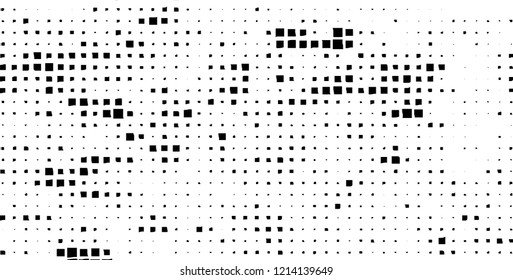 Abstract grunge texture of black squares on a white background
