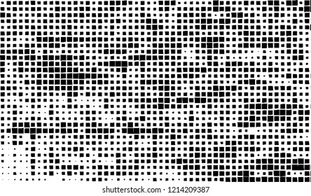 Abstract grunge texture of black squares on a white background