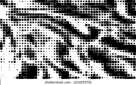 Abstract grunge texture of black squares on a white background